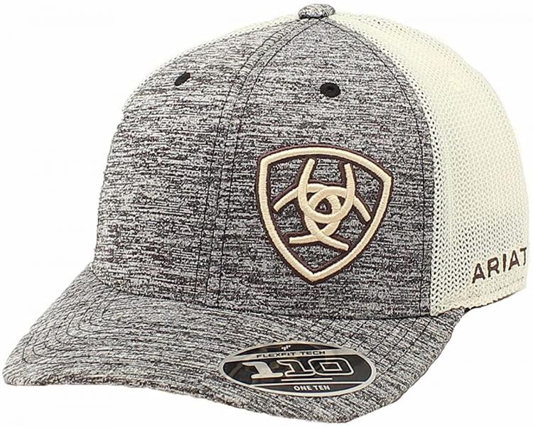all in one place אביזרי גברים ARIAT Men's Flex Fit Snap Back Off Set Shield Cap, Tan