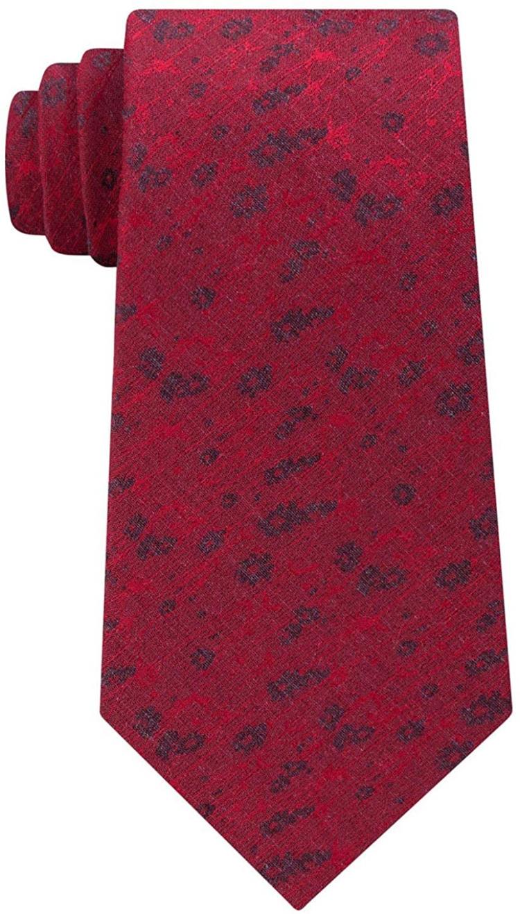 all in one place אביזרי גברים Calvin Klein Mens Daisy Silk Floral Print Neck Tie Red O/S
