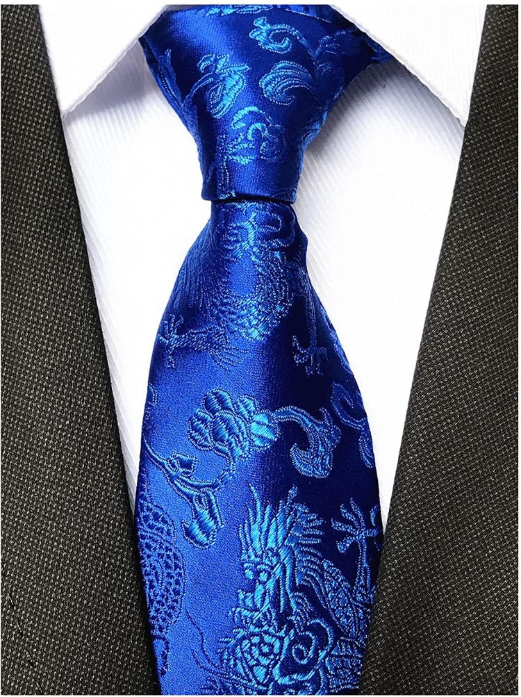 all in one place אביזרי גברים Men's Novelty Silk Tie Dragon Peony Embroidery Woven Wedding Formal Necktie Gift