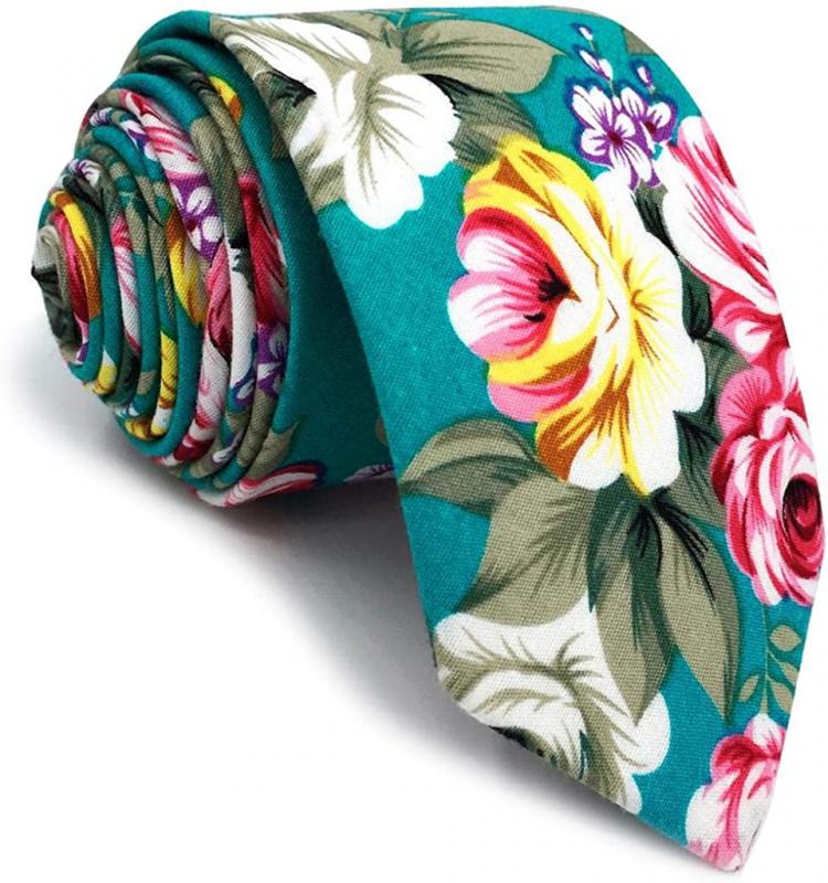 all in one place אביזרי גברים SHLAX&WING Cotton Silk Ties for Men Skinny Necktie Printed Floral