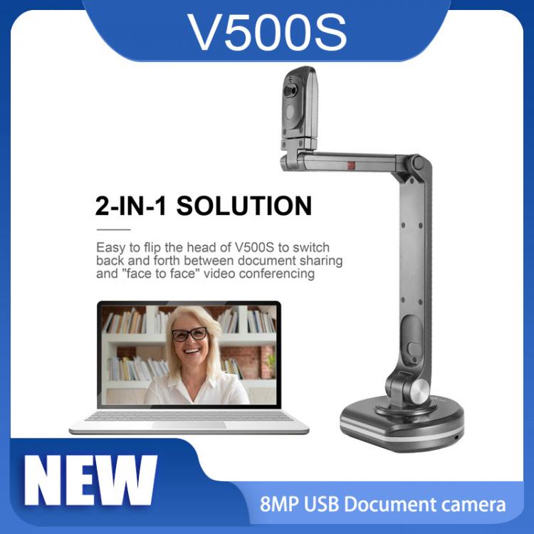 all in one place ציוד היקפי V500S Portable USB 2-in-1 8MP Document Camera with Auto Focus A3 Scanning Size LED Light for Teacher Book Scanner, OCR Function
