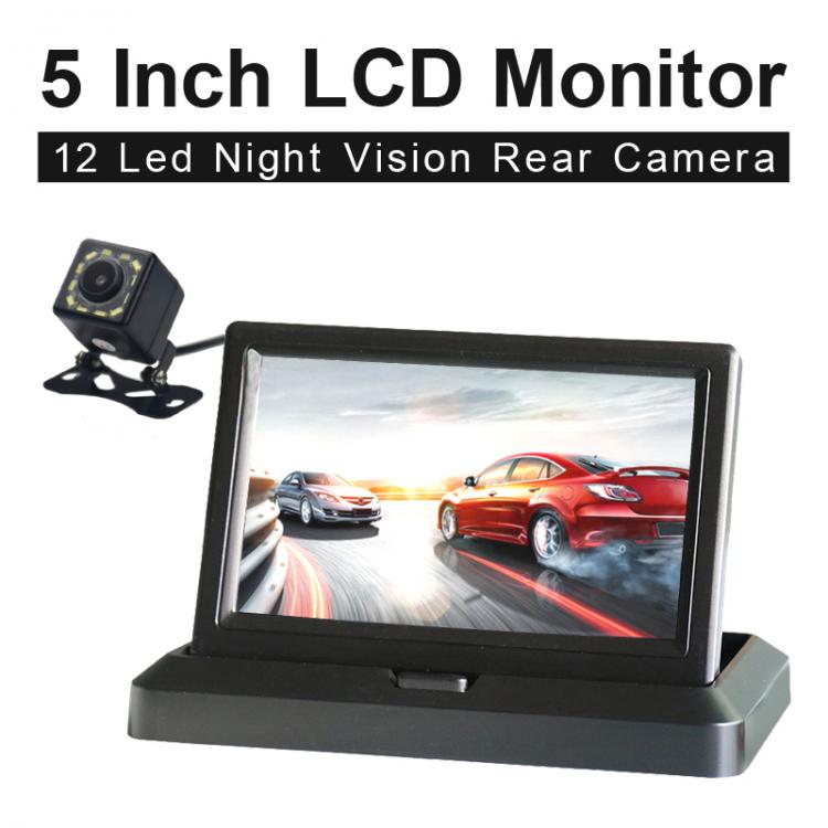 all in one place אלקטרוניקה 5 Inch 800*480 TFT LCD Foldable Car Monitor Reverse Parking And 12 LED Night Vision Rear View Camera