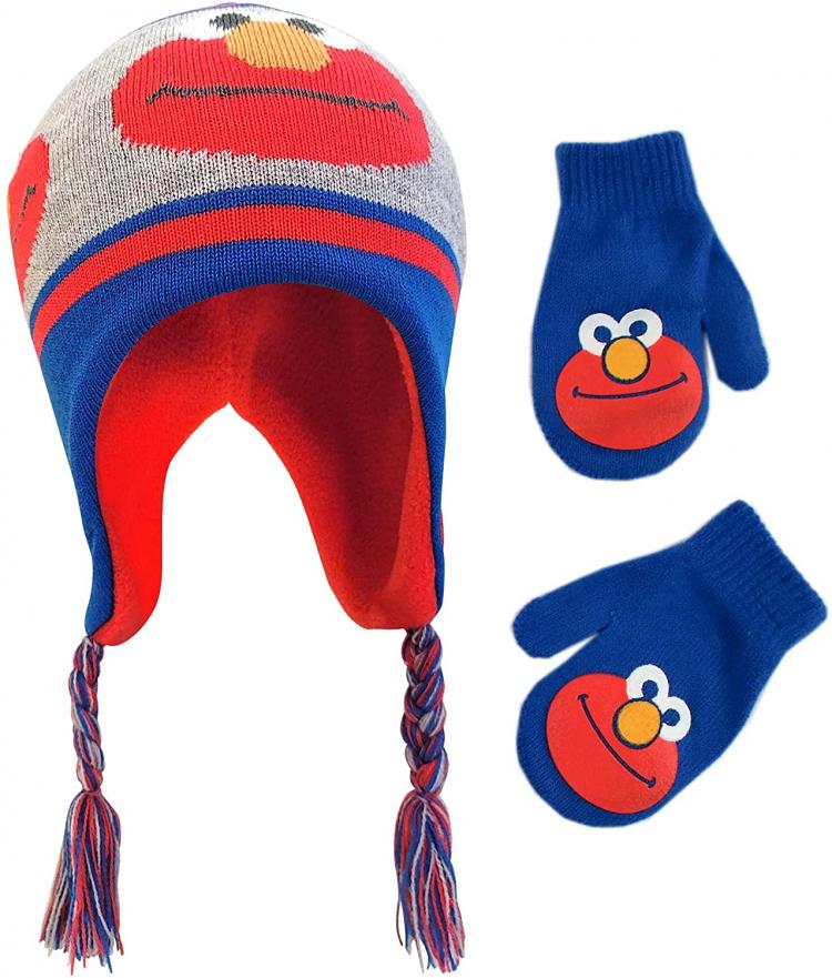 all in one place ילדים ותינוקות Sesame Street Winter Hat, Toddlers Mittens, Elmo Baby Beanie for Boys Ages 2-4