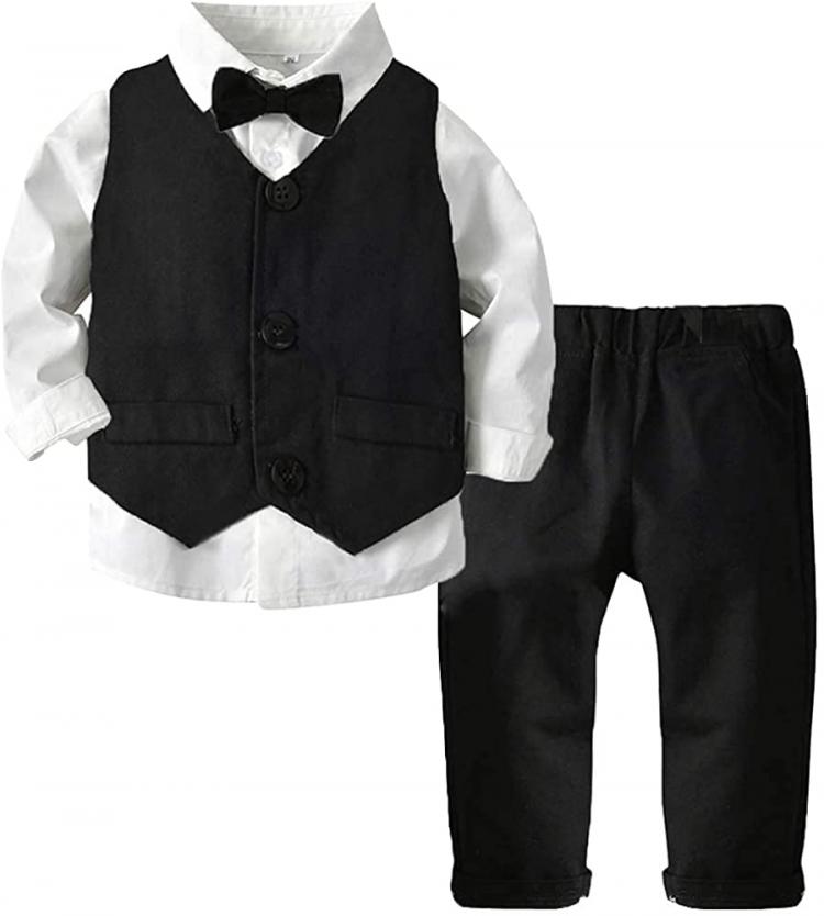 all in one place ילדים ותינוקות ARTMINE Boys 3-Piece Vest Suits Set Long Sleeve Shirts and Pants Outfits Set with Tie