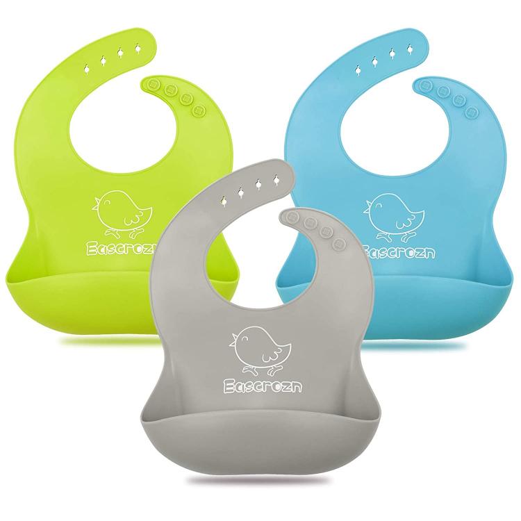 all in one place ילדים ותינוקות Silicone Bibs for Babies & Toddlers Set of 3, Silicone Baby Bibs for Boy and Girl, Adjustable Soft Waterproof Bibs