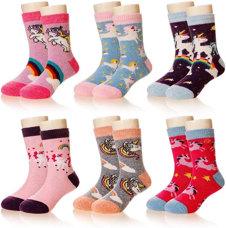 all in one place ילדים ותינוקות Eocom 6 Pairs Children's Winter Warm Wool Socks Kids Toddlers Boys Girls Thermal Thick Boot Cozy Crew Socks
