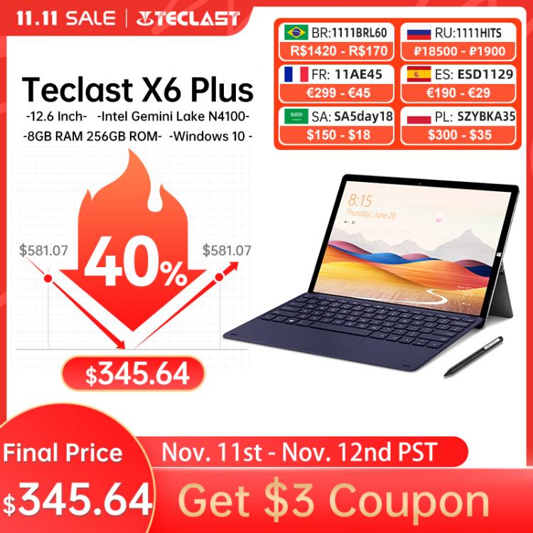 all in one place טאבלטים Teclast X6 Plus 12.6" 2 in 1 Tablet 2880x1920 Windows 10 8GB RAM 256GB SSD Tablets PC Quad Core Intel Celeron Processor N4100