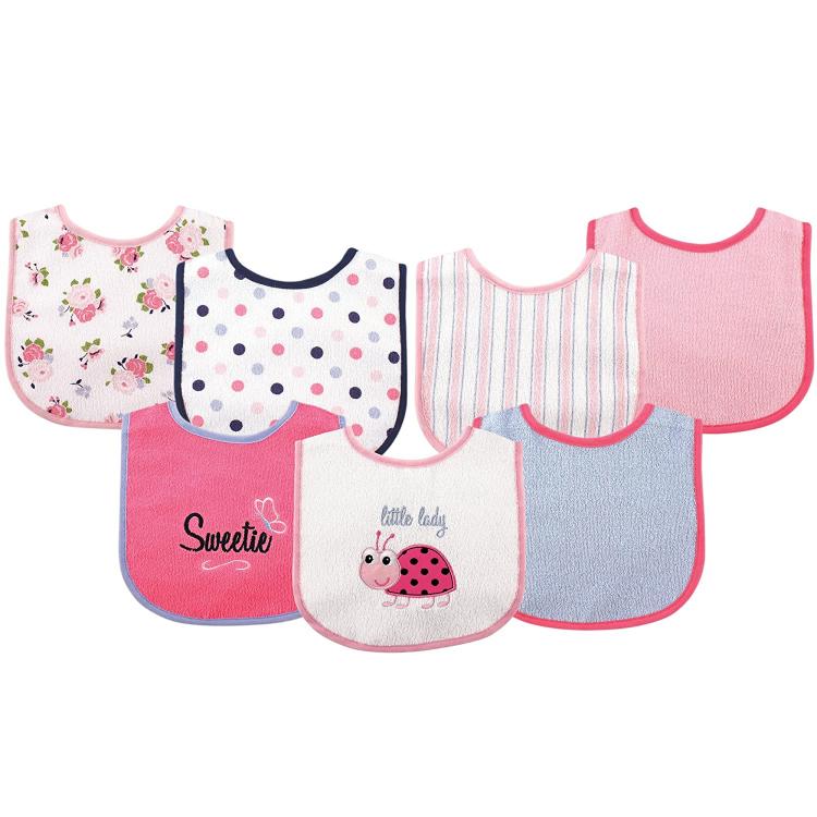 all in one place ילדים ותינוקות Luvable Friends Unisex Baby Cotton Terry Drooler Bibs with PEVA Back, Ladybug, One Size