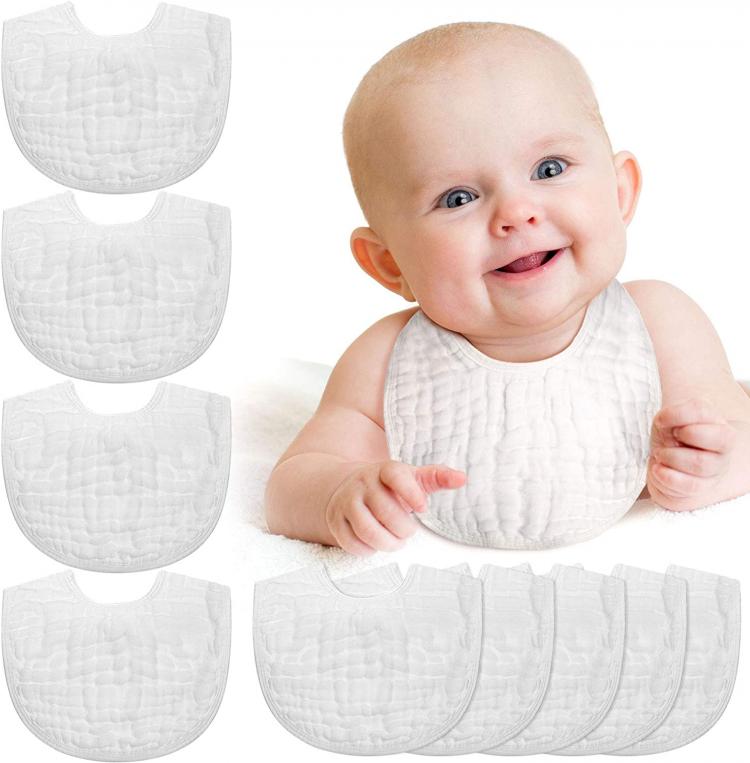 all in one place ילדים ותינוקות 10 Pieces Muslin Adjustable Baby Bandana Drool Bibs for Drooling Baby