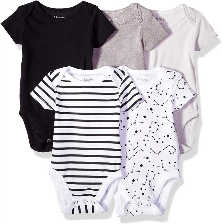 all in one place ילדים ותינוקות Hanes baby-boys Ultimate Baby Flexy 5 Pack Short Sleeve Bodysuits