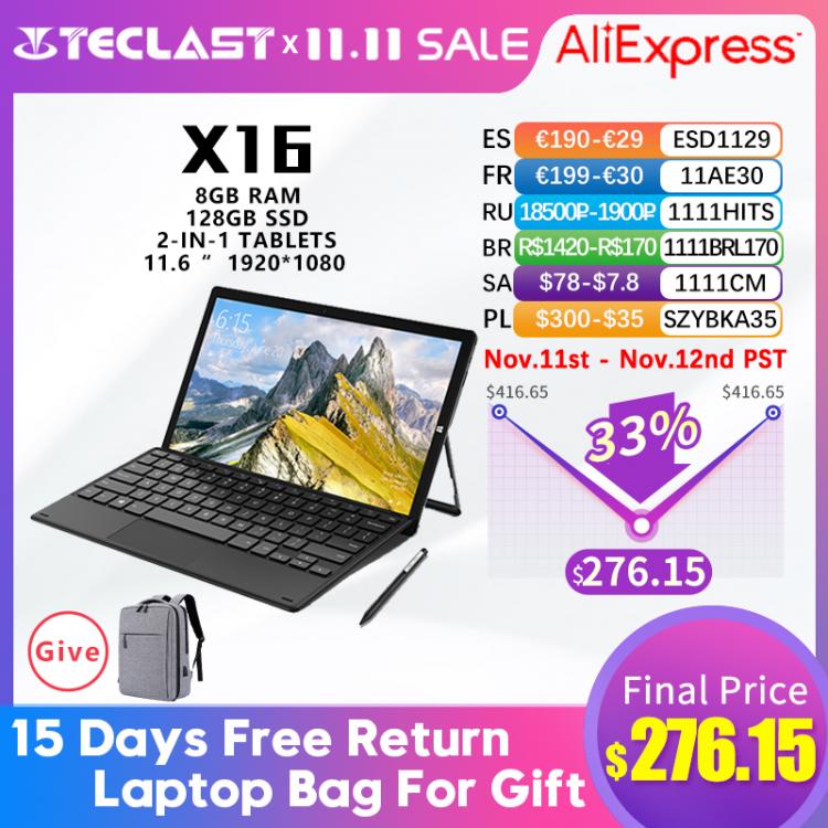 all in one place טאבלטים Teclast X16 11.6 inch 2 in 1 Tablet 1920×1080 Windows 10 6GB RAM 128GB SSD Dual Core Tablets PC Intel Gemini Lake N4020 USB3.0