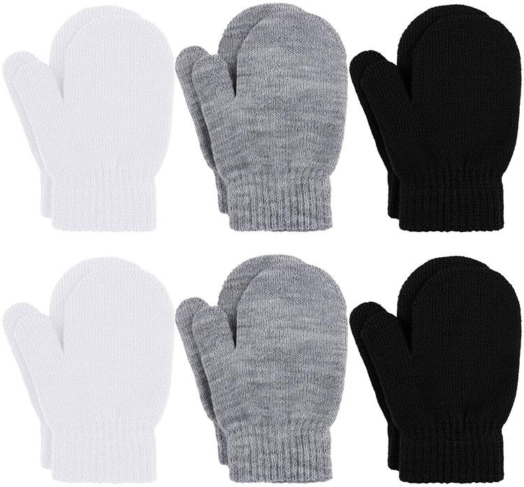 all in one place ילדים ותינוקות URATOT 6 Pairs Toddler Knitted Mittens Magic Stretch Gloves Winter Warm Knitted Soft Baby Mittens