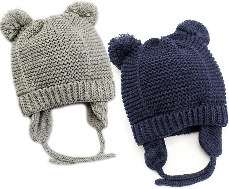 all in one place ילדים ותינוקות Baby Beanie Earflaps Hat - Infant Toddler Girls Boys Soft Warm Knit Hat Kids Winter Hat with Fleece Lining