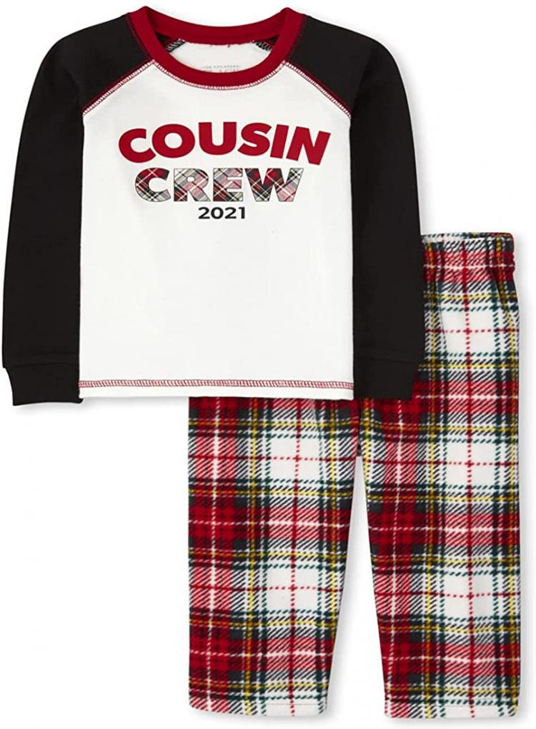 all in one place ילדים ותינוקות The Children's Place Baby and Toddler Holiday Snug Fit Cotton Top and Fleece Pant Pajamas