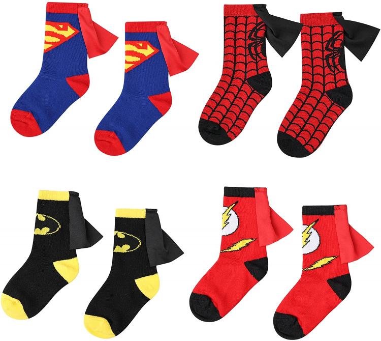 all in one place ילדים ותינוקות 3-6 Years Old Kids Socks Cartoon Superman Spiderman Batman The Flash Design Children Cotton Socks Unisex Boys Girls (4-6 years old