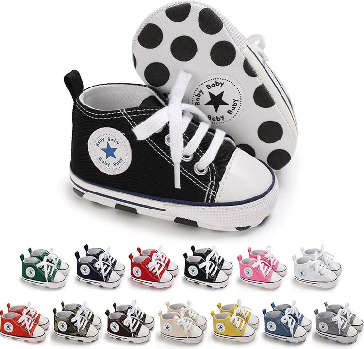 all in one place ילדים ותינוקות KIDSUN Unisex Baby Boys Girls High Top Sneaker Soft Anti-Slip Sole Newborn Infant First Walkers Canvas Denim Shoes