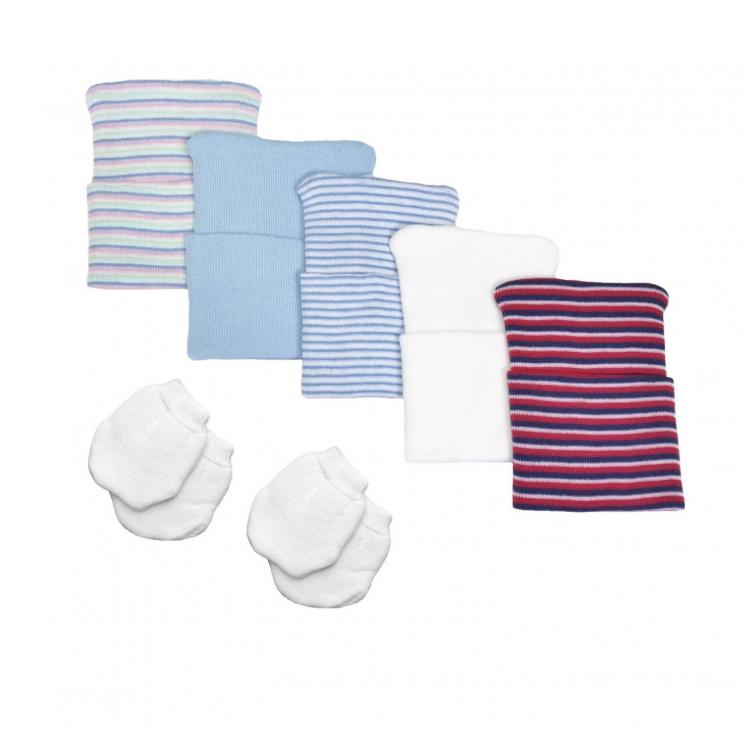 all in one place ילדים ותינוקות Nurses Choice 5 Piece Hospital Hat & Mitten Set for Newborn Baby (Boy)