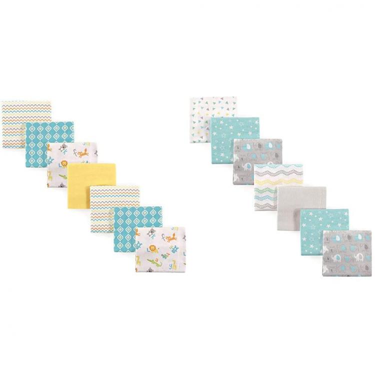 all in one place ילדים ותינוקות Luvable Friends Cotton Flannel Receiving Blankets, ABC and Basic Elephant
