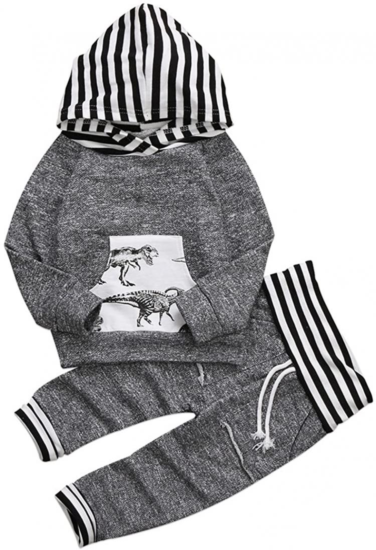 all in one place ילדים ותינוקות Toddler Infant Baby Boys Dinosaur Long Sleeve Hoodie Tops Sweatsuit Pants Outfit Set