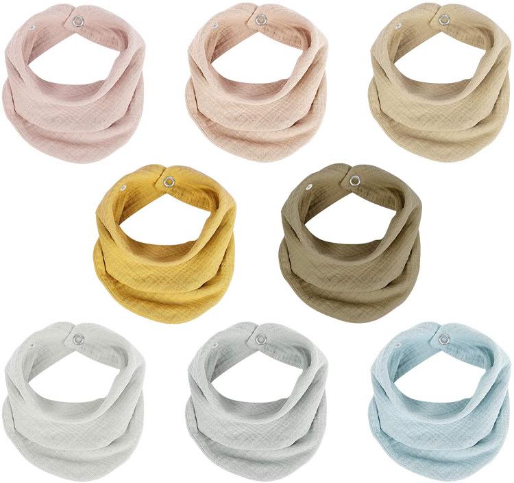 all in one place ילדים ותינוקות Muslin Bandana Bibs, Soft Absorbent Drool Bibs w/Snap Multi-Use Scarf Bibs for Baby Girls Boys Newborns - 8 Solid Color