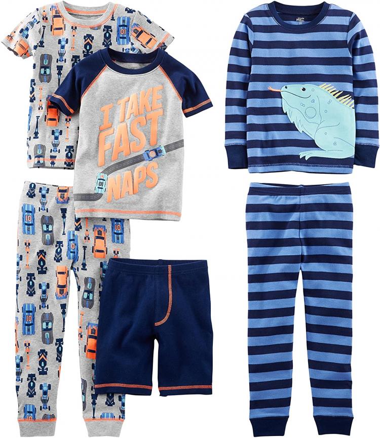 all in one place ילדים ותינוקות Simple Joys by Carter's Boys' 6-Piece Snug Fit Cotton Pajama Set