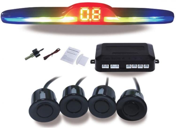 all in one place אלקטרוניקה Tiemahun Black Car Parking Sensor Vehicle Truck Reverse Backup Radar System with LED Digital Display，4 Weather Proof Parking Sen