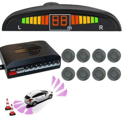 all in one place אלקטרוניקה MACHSWON Car Front and Rear reversing Radar kit, led Buzzer Alarm 8 Sensor Front and Rear Parking Sensor Prompt