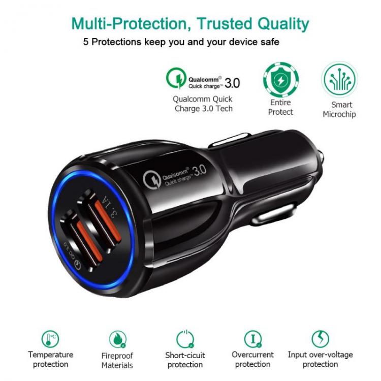 all in one place טאבלטים Car Charger Quick Charge 3.0 2.0 Universal Fast Charging Adapter Dual USB Car Charger For Tablet Phone Compatible USB Charger