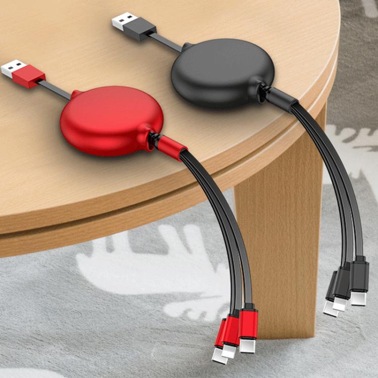 all in one place טאבלטים QC 3.0 Quick Charge 3.1A  3-in-1 Single Pull Retractable Car Charger Adapter Car Charger For iphone android micro Type-C port