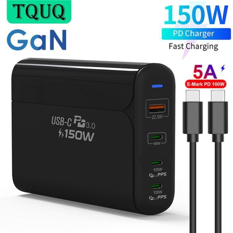 all in one place טאבלטים TQUQ 150W 4-Port GaN USB C Power Adapter PD100W/87W/65W/45W/25W/20W Fast Charger For Macbook Pro Samsung iPhone Xiaomi Laptop
