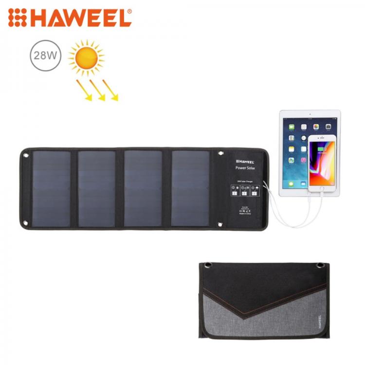 all in one place טאבלטים HAWEEL 4 Solar Panel 28W Foldable Solar Charger Outdoor Emergency Portable Backup  Power 5V / 2.9A Max 2 USB Ports for Phone