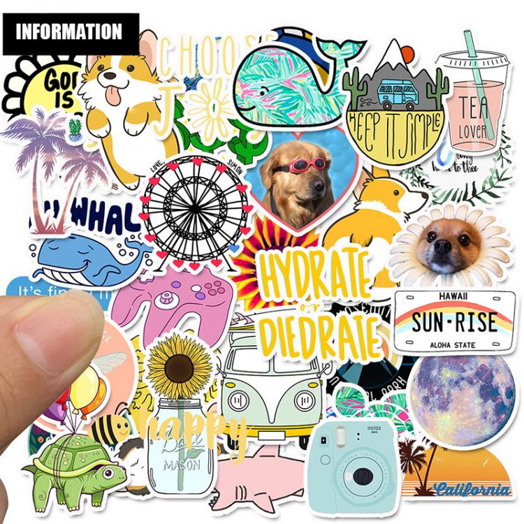 all in one place טאבלטים 50 PCS Laptop Stickers  Cartoon Simple Cute Tablet Decals For Children Toy Sticker To DIY Laptop Bicycle Helmet Car Decals