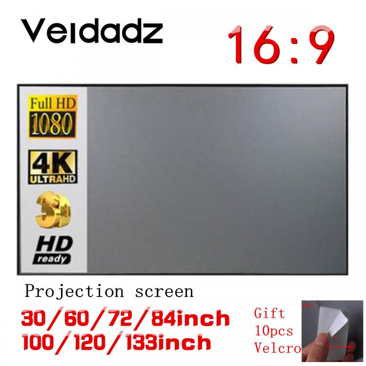all in one place ביתית VEIDADZ 16:9 Projector Simple Curtain Screen 60 72 84 100 120 inch Home Outdoor Office Portable 3D HD Projection Screen