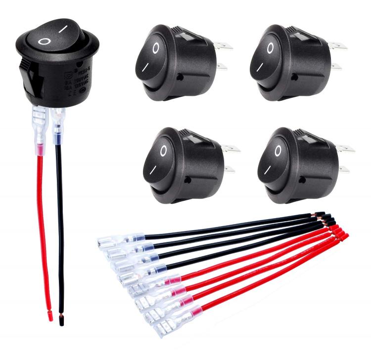 all in one place חלקי חילוף ואביזרים DaierTek Circle Round Rocker Switch ON Off SPST 20mm Mini 12 Volt Toggle Switch 12V for Car Automotive RV 2 Pin Switch 120V Wired 