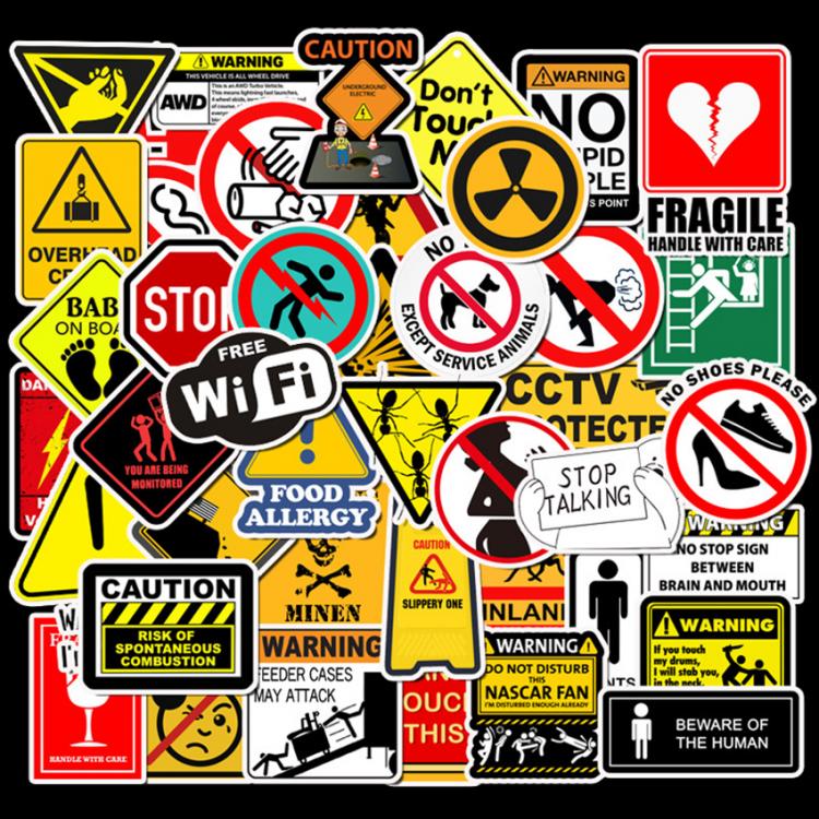all in one place טאבלטים Waterproof Vinyl Stickers for Laptop Water Bottle Skateboard Guitar Car Decals (50Pcs Warning Sign Style) Cool Stickers