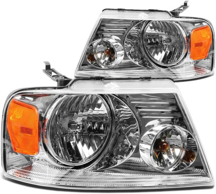 all in one place חלקי חילוף ואביזרים DNA Motoring HL-OH-F1504-CH-AM Chrome Amber Headlights Replacement Compatible with 04-08 F-150/06-08 Mark LT