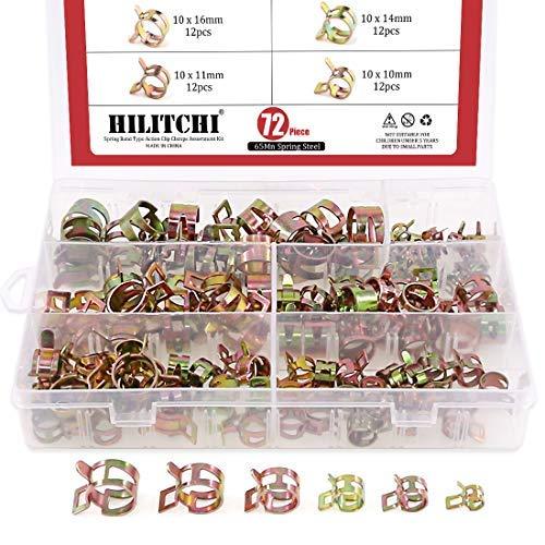 all in one place חלקי חילוף ואביזרים Hilitchi 72 pcs Spring Band Type Action Fuel/Silicone Vacuum Hose Pipe Clamp Low Pressure Air Clip Clamp (10 x 7mm 10mm 11mm 14mm 