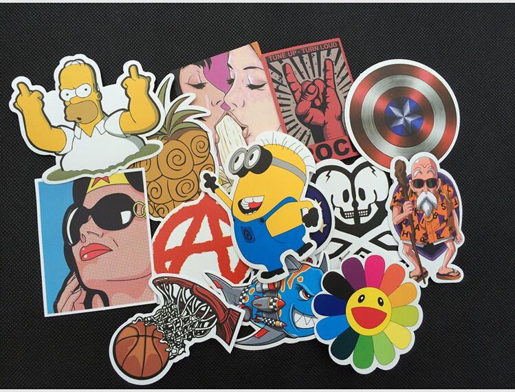 all in one place טאבלטים 100pcs/lot Cartoon Wall Laptop Stickers For Guitar Box Skateboard Sticker Bicycle Motor Luggage Sticker On Phone 5-12cm Size