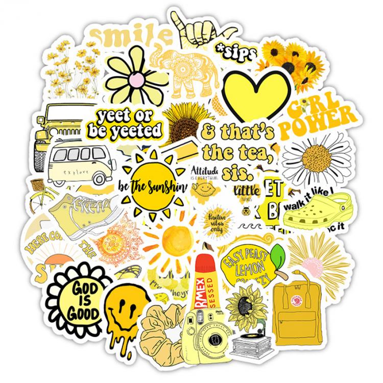 all in one place טאבלטים 50PCS/Set Stickers Waterproof Decals, Cartoon Small Yellow Vinyl Stickers for Hydroflask Water Bottles Laptop Computer for Kids