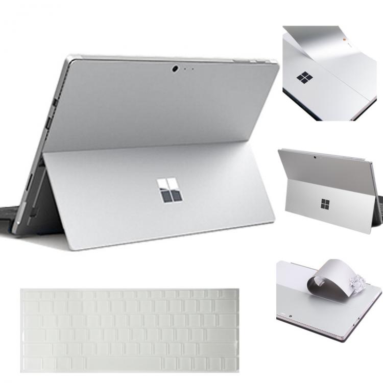 all in one place טאבלטים Silver Laptop Sticker for Microsoft New Surface Pro, Anti-scratch Bubble Free Removable Decals with US Clear TPU Keyboard Skin