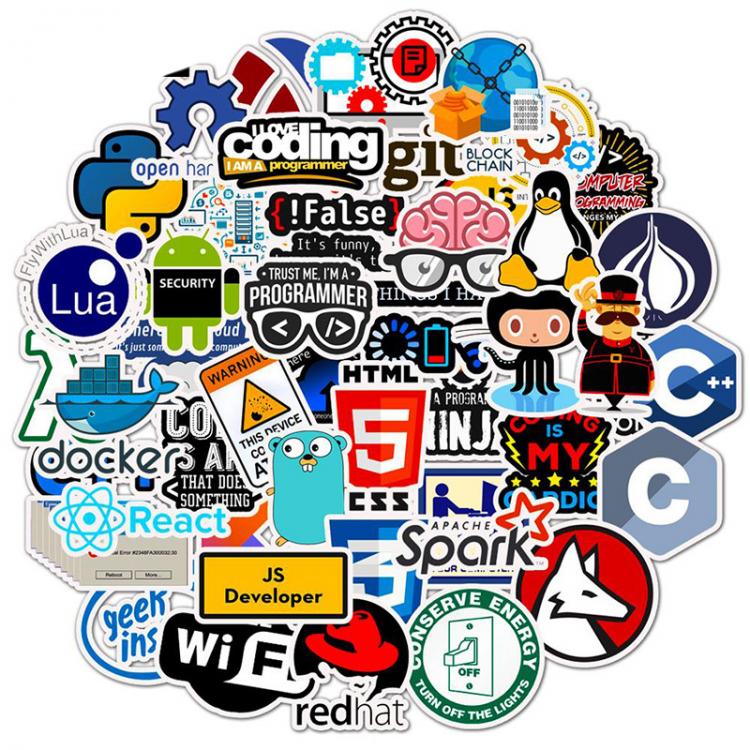 all in one place טאבלטים 50 PCS Programming Sticker Technology for Programs Data Computer Stickers for DIY Computer Laptop Phone for PS4 for Notebook