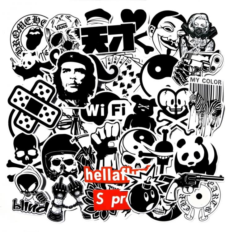 all in one place טאבלטים Stickers for Laptop Transparent Black And White Mixed Sticker For Luggage Skateboard Motorcycle Decal