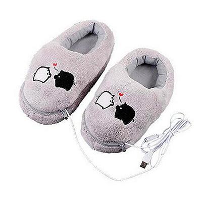 all in one place גאדג'טים 1 Pair USB Powered Cushion Shoes Electric Heat Slipper USB Gadget Cute Grey Piggy Plush USB Foot Warmer Shoes