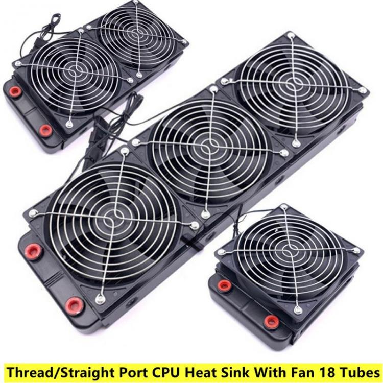 all in one place גאדג'טים New 120-360mm Water Cooling Radiator Thread/Straight Port CPU Heat Sink With Fan 18 Tubes Aluminum PC Heat Radiator For Computer