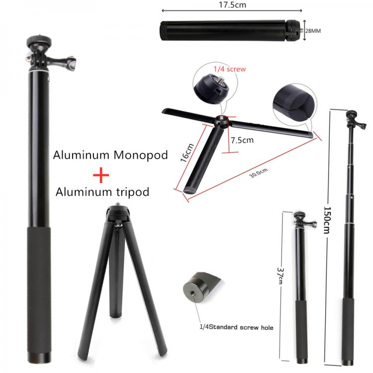 all in one place מצלמות ונלווים Anordsem Aluminum Monopod Tripod Mount Extension Rod For Gopro Hero 9 Hero8 7 6 5 4 3 XiaomiYI 4k sj EKEN For  Gimbal Stabilizer