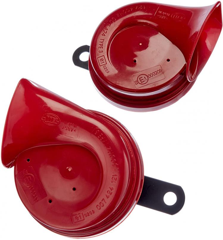 all in one place חלקי חילוף ואביזרים HELLA 007424801 Twin Trumpet High/Low Tone 12V Horn Kit with Bracket, Red