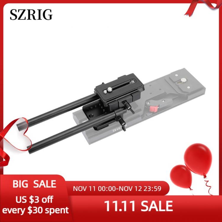 all in one place מצלמות ונלווים SZRIG V Lock Mount Adapter With Manfrotto QR Baseplate 15mm LWS Dual Rod Supporting System For Pro VCT-U14/ VCT-14 Tripod/ Dslr