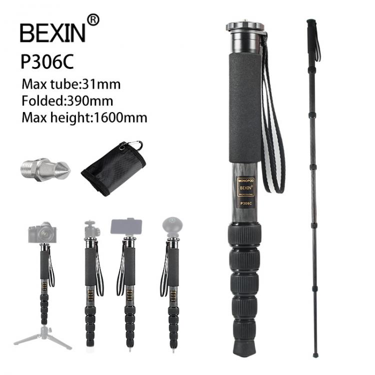 all in one place מצלמות ונלווים BEXIN P306C Professional Selfie Monopod Carbon Fiber Lightweight 6 Section Shrink Monopod for DSLR Camera Smartphone