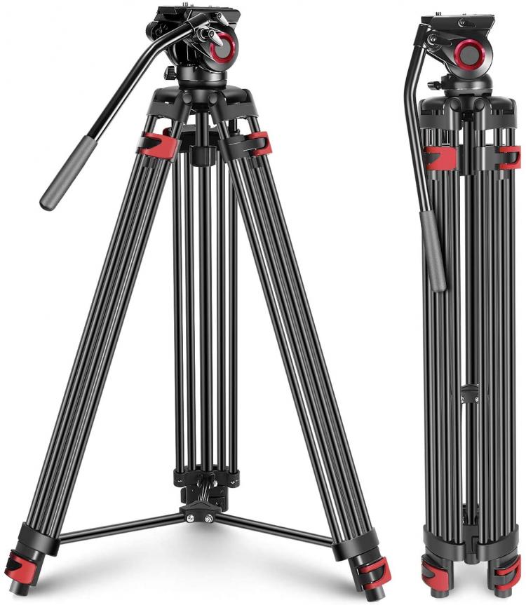 all in one place מצלמות ונלווים Neewer Heavy Duty Travel Video Camera Tripod Stand,64 Inches Aluminum Alloy with 360 Degree Fluid Drag Head for  Dslr Camera
