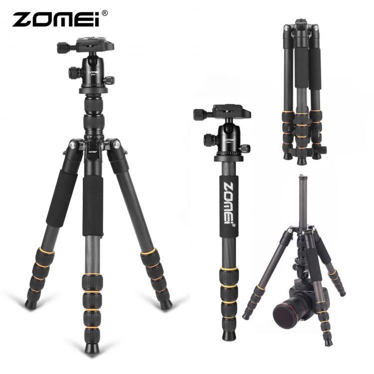 all in one place מצלמות ונלווים ZOMEI Tripode Q666C Carbon Fiber Flexible Photographic Tripod Professional Tripod for Phone DSLR Camera stand Monopod Smartphone